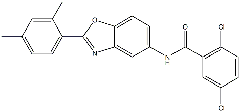 2,5-dichloro-N-[2-(2,4-dimethylphenyl)-1,3-benzoxazol-5-yl]benzamide Struktur