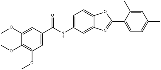 N-[2-(2,4-dimethylphenyl)-1,3-benzoxazol-5-yl]-3,4,5-trimethoxybenzamide 结构式