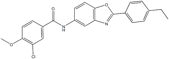 3-chloro-N-[2-(4-ethylphenyl)-1,3-benzoxazol-5-yl]-4-methoxybenzamide 结构式