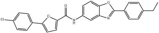 5-(4-chlorophenyl)-N-[2-(4-ethylphenyl)-1,3-benzoxazol-5-yl]-2-furamide 化学構造式