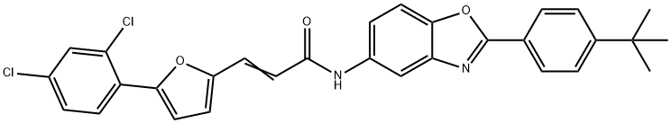 N-[2-(4-tert-butylphenyl)-1,3-benzoxazol-5-yl]-3-[5-(2,4-dichlorophenyl)-2-furyl]acrylamide,346646-38-6,结构式