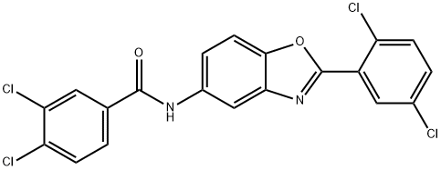 3,4-dichloro-N-[2-(2,5-dichlorophenyl)-1,3-benzoxazol-5-yl]benzamide Struktur