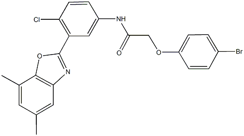 2-(4-bromophenoxy)-N-[4-chloro-3-(5,7-dimethyl-1,3-benzoxazol-2-yl)phenyl]acetamide,346648-78-0,结构式