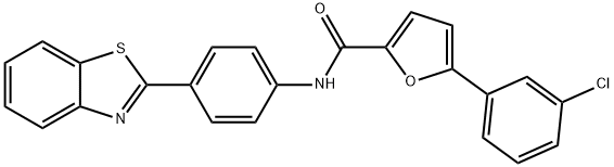 N-[4-(1,3-benzothiazol-2-yl)phenyl]-5-(3-chlorophenyl)-2-furamide 化学構造式