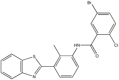 N-[3-(1,3-benzothiazol-2-yl)-2-methylphenyl]-5-bromo-2-chlorobenzamide 化学構造式