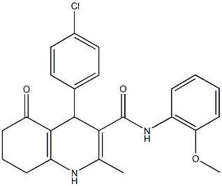 4-(4-chlorophenyl)-N-(2-methoxyphenyl)-2-methyl-5-oxo-1,4,5,6,7,8-hexahydro-3-quinolinecarboxamide 化学構造式