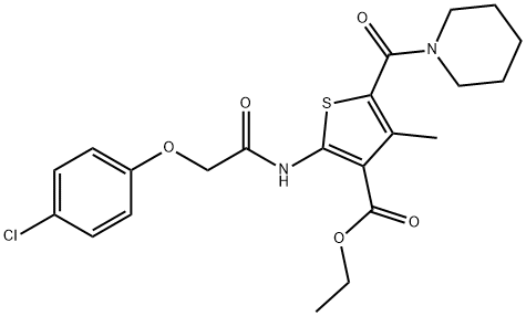 ethyl 2-{[(4-chlorophenoxy)acetyl]amino}-4-methyl-5-(1-piperidinylcarbonyl)-3-thiophenecarboxylate Structure