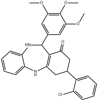 3-(2-chlorophenyl)-11-(3,4,5-trimethoxyphenyl)-2,3,4,5,10,11-hexahydro-1H-dibenzo[b,e][1,4]diazepin-1-one Structure