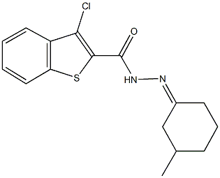 3-chloro-N'-(3-methylcyclohexylidene)-1-benzothiophene-2-carbohydrazide 化学構造式