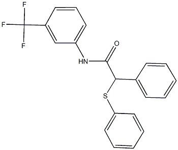 2-phenyl-2-(phenylsulfanyl)-N-[3-(trifluoromethyl)phenyl]acetamide 化学構造式