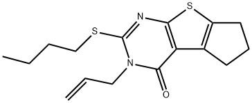 3-allyl-2-(butylsulfanyl)-3,5,6,7-tetrahydro-4H-cyclopenta[4,5]thieno[2,3-d]pyrimidin-4-one 化学構造式