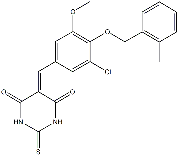 5-{3-chloro-5-methoxy-4-[(2-methylbenzyl)oxy]benzylidene}-2-thioxodihydro-4,6(1H,5H)-pyrimidinedione 结构式