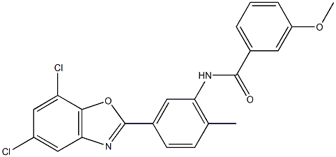 N-[5-(5,7-dichloro-1,3-benzoxazol-2-yl)-2-methylphenyl]-3-methoxybenzamide 结构式