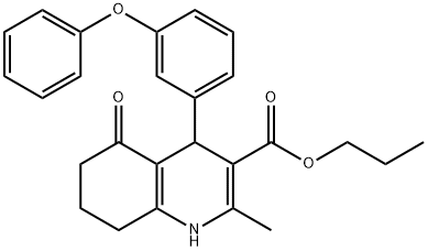 propyl 2-methyl-5-oxo-4-(3-phenoxyphenyl)-1,4,5,6,7,8-hexahydroquinoline-3-carboxylate 结构式