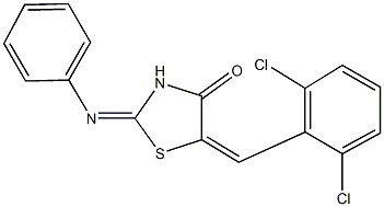 5-(2,6-dichlorobenzylidene)-2-(phenylimino)-1,3-thiazolidin-4-one 化学構造式