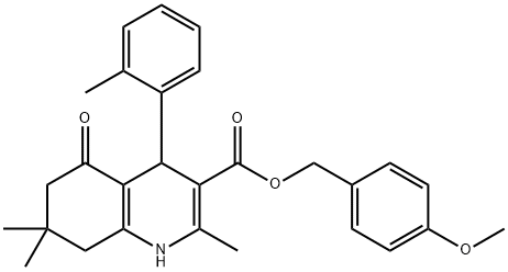 4-methoxybenzyl 2,7,7-trimethyl-4-(2-methylphenyl)-5-oxo-1,4,5,6,7,8-hexahydro-3-quinolinecarboxylate,347317-22-0,结构式