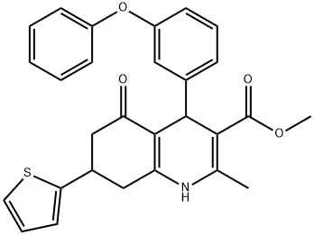 methyl 2-methyl-5-oxo-4-(3-phenoxyphenyl)-7-(2-thienyl)-1,4,5,6,7,8-hexahydro-3-quinolinecarboxylate Structure