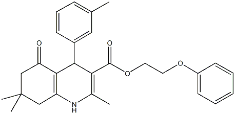 2-phenoxyethyl 2,7,7-trimethyl-4-(3-methylphenyl)-5-oxo-1,4,5,6,7,8-hexahydro-3-quinolinecarboxylate,347319-21-5,结构式