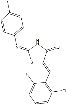 5-(2-chloro-6-fluorobenzylidene)-2-[(4-methylphenyl)imino]-1,3-thiazolidin-4-one 结构式