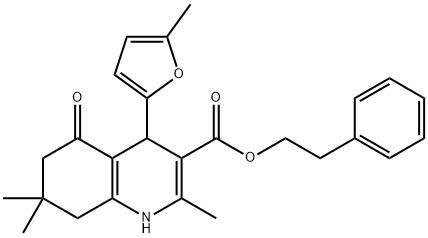 2-phenylethyl 2,7,7-trimethyl-4-(5-methyl-2-furyl)-5-oxo-1,4,5,6,7,8-hexahydroquinoline-3-carboxylate Struktur
