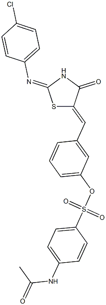 3-({2-[(4-chlorophenyl)imino]-4-oxo-1,3-thiazolidin-5-ylidene}methyl)phenyl 4-(acetylamino)benzenesulfonate 结构式