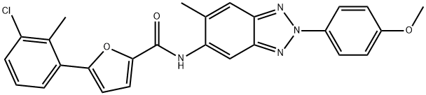 5-(3-chloro-2-methylphenyl)-N-[2-(4-methoxyphenyl)-6-methyl-2H-1,2,3-benzotriazol-5-yl]-2-furamide,347321-47-5,结构式