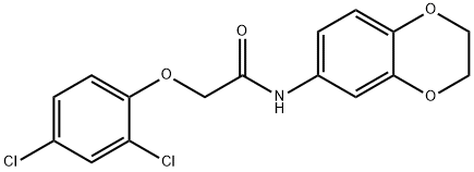 2-(2,4-dichlorophenoxy)-N-(2,3-dihydro-1,4-benzodioxin-6-yl)acetamide 化学構造式