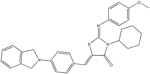 3-cyclohexyl-5-[4-(1,3-dihydro-2H-isoindol-2-yl)benzylidene]-2-[(4-methoxyphenyl)imino]-1,3-thiazolidin-4-one Structure