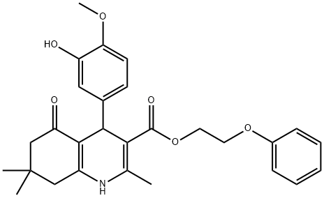 347324-78-1 2-phenoxyethyl 4-(3-hydroxy-4-methoxyphenyl)-2,7,7-trimethyl-5-oxo-1,4,5,6,7,8-hexahydroquinoline-3-carboxylate