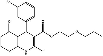 2-propoxyethyl 4-(3-bromophenyl)-2-methyl-5-oxo-1,4,5,6,7,8-hexahydro-3-quinolinecarboxylate,347326-47-0,结构式