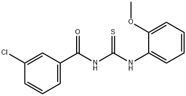 N-(3-chlorobenzoyl)-N'-(2-methoxyphenyl)thiourea 化学構造式