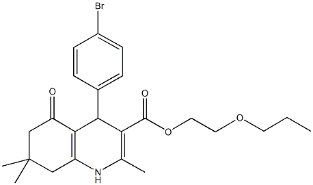 2-propoxyethyl 4-(4-bromophenyl)-2,7,7-trimethyl-5-oxo-1,4,5,6,7,8-hexahydro-3-quinolinecarboxylate 化学構造式