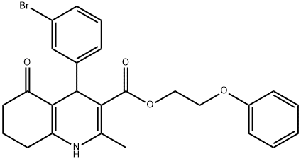 2-phenoxyethyl 4-(3-bromophenyl)-2-methyl-5-oxo-1,4,5,6,7,8-hexahydro-3-quinolinecarboxylate|