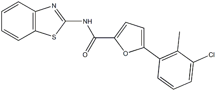 N-(1,3-benzothiazol-2-yl)-5-(3-chloro-2-methylphenyl)-2-furamide Structure