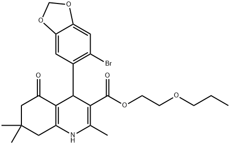 2-propoxyethyl 4-(6-bromo-1,3-benzodioxol-5-yl)-2,7,7-trimethyl-5-oxo-1,4,5,6,7,8-hexahydro-3-quinolinecarboxylate Structure