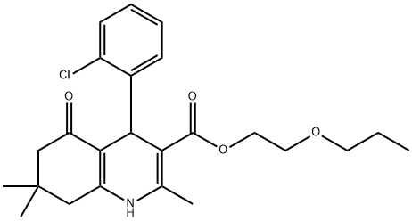2-propoxyethyl 4-(2-chlorophenyl)-2,7,7-trimethyl-5-oxo-1,4,5,6,7,8-hexahydro-3-quinolinecarboxylate 结构式