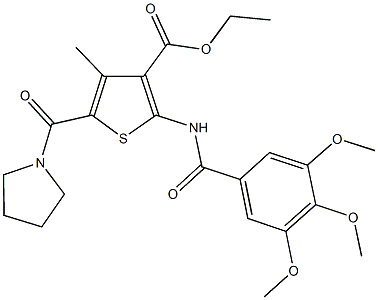 ethyl 4-methyl-5-(1-pyrrolidinylcarbonyl)-2-[(3,4,5-trimethoxybenzoyl)amino]-3-thiophenecarboxylate 化学構造式