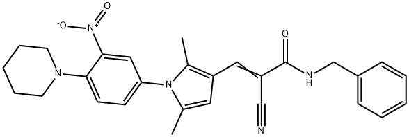 N-benzyl-2-cyano-3-{1-[3-nitro-4-(1-piperidinyl)phenyl]-2,5-dimethyl-1H-pyrrol-3-yl}acrylamide,347333-16-8,结构式