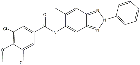 3,5-dichloro-4-methoxy-N-(6-methyl-2-phenyl-2H-1,2,3-benzotriazol-5-yl)benzamide 化学構造式