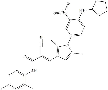 2-cyano-3-(1-{4-(cyclopentylamino)-3-nitrophenyl}-2,5-dimethyl-1H-pyrrol-3-yl)-N-(2,4-dimethylphenyl)acrylamide|