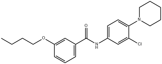 3-butoxy-N-[3-chloro-4-(1-piperidinyl)phenyl]benzamide 结构式