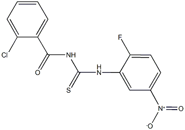 N-(2-chlorobenzoyl)-N'-{2-fluoro-5-nitrophenyl}thiourea 化学構造式