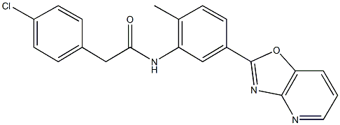 2-(4-chlorophenyl)-N-(2-methyl-5-[1,3]oxazolo[4,5-b]pyridin-2-ylphenyl)acetamide 结构式