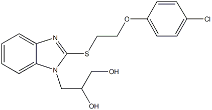3-(2-{[2-(4-chlorophenoxy)ethyl]sulfanyl}-1H-benzimidazol-1-yl)-1,2-propanediol 化学構造式