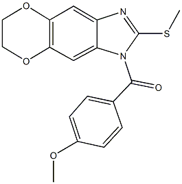 methyl 4-{[2-(methylsulfanyl)-6,7-dihydro-1H-[1,4]dioxino[2,3-f]benzimidazol-1-yl]carbonyl}phenyl ether Struktur