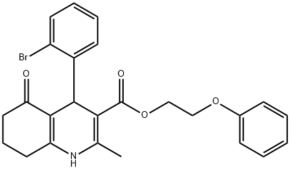 2-phenoxyethyl 4-(2-bromophenyl)-2-methyl-5-oxo-1,4,5,6,7,8-hexahydro-3-quinolinecarboxylate|