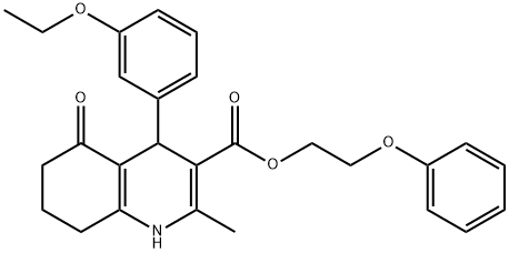 2-phenoxyethyl 4-(3-ethoxyphenyl)-2-methyl-5-oxo-1,4,5,6,7,8-hexahydro-3-quinolinecarboxylate,347351-06-8,结构式