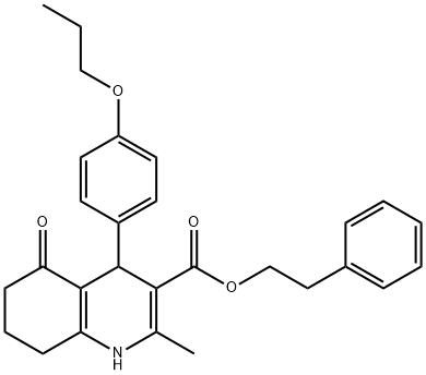 2-phenylethyl 2-methyl-5-oxo-4-(4-propoxyphenyl)-1,4,5,6,7,8-hexahydro-3-quinolinecarboxylate 结构式