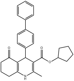 cyclopentyl 4-[1,1'-biphenyl]-4-yl-2-methyl-5-oxo-1,4,5,6,7,8-hexahydro-3-quinolinecarboxylate Struktur