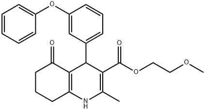 2-methoxyethyl 2-methyl-5-oxo-4-(3-phenoxyphenyl)-1,4,5,6,7,8-hexahydro-3-quinolinecarboxylate Struktur